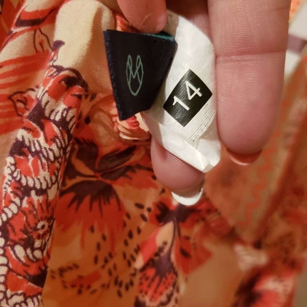 14 Maaji Orange Tan Hawaiian Floral blouse - Picture 6 of 6